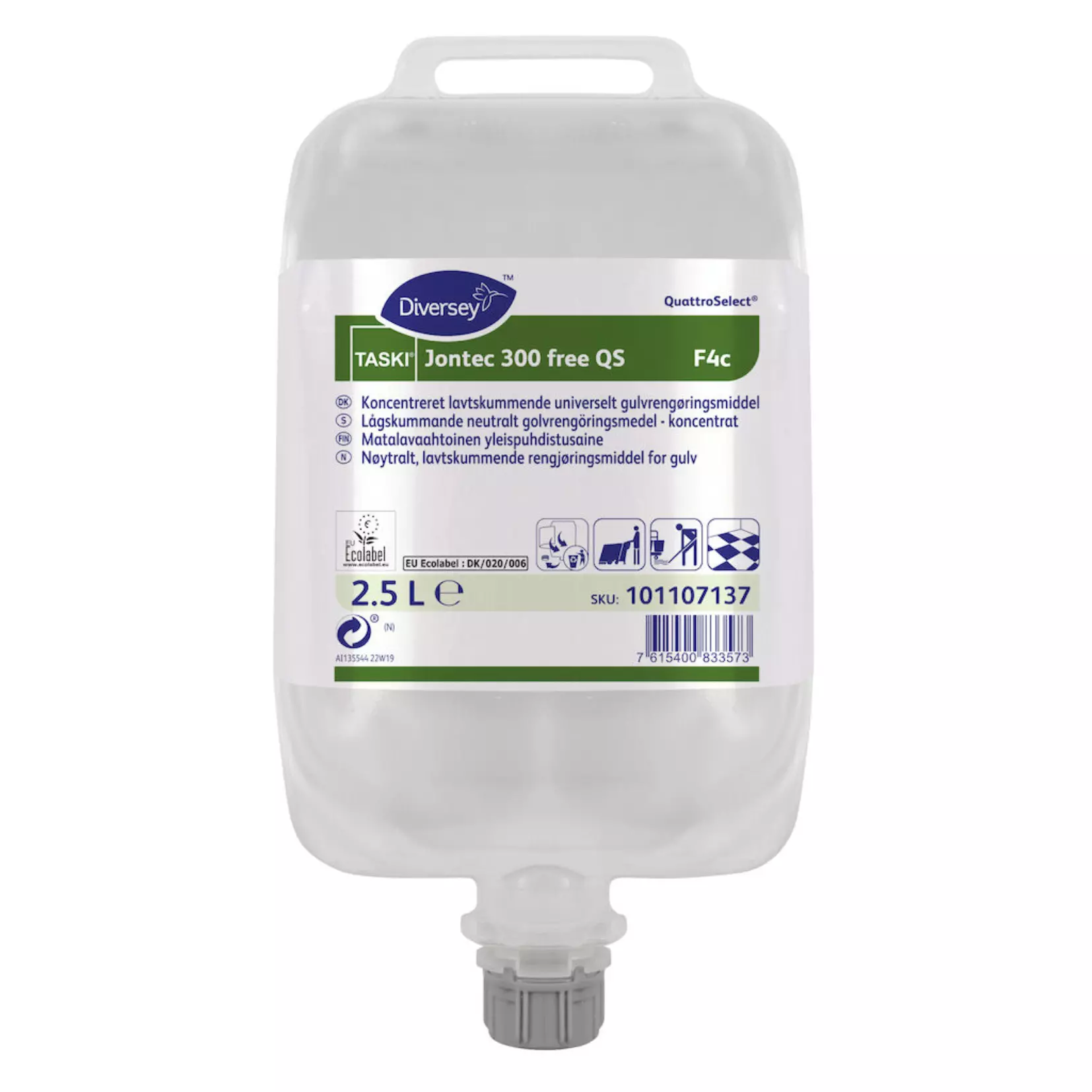 Diversey 101107137, TASKI Jontec 300 free QS F4c Low-Foaming Multi-Purpose Cleaner 2.5L, image 1