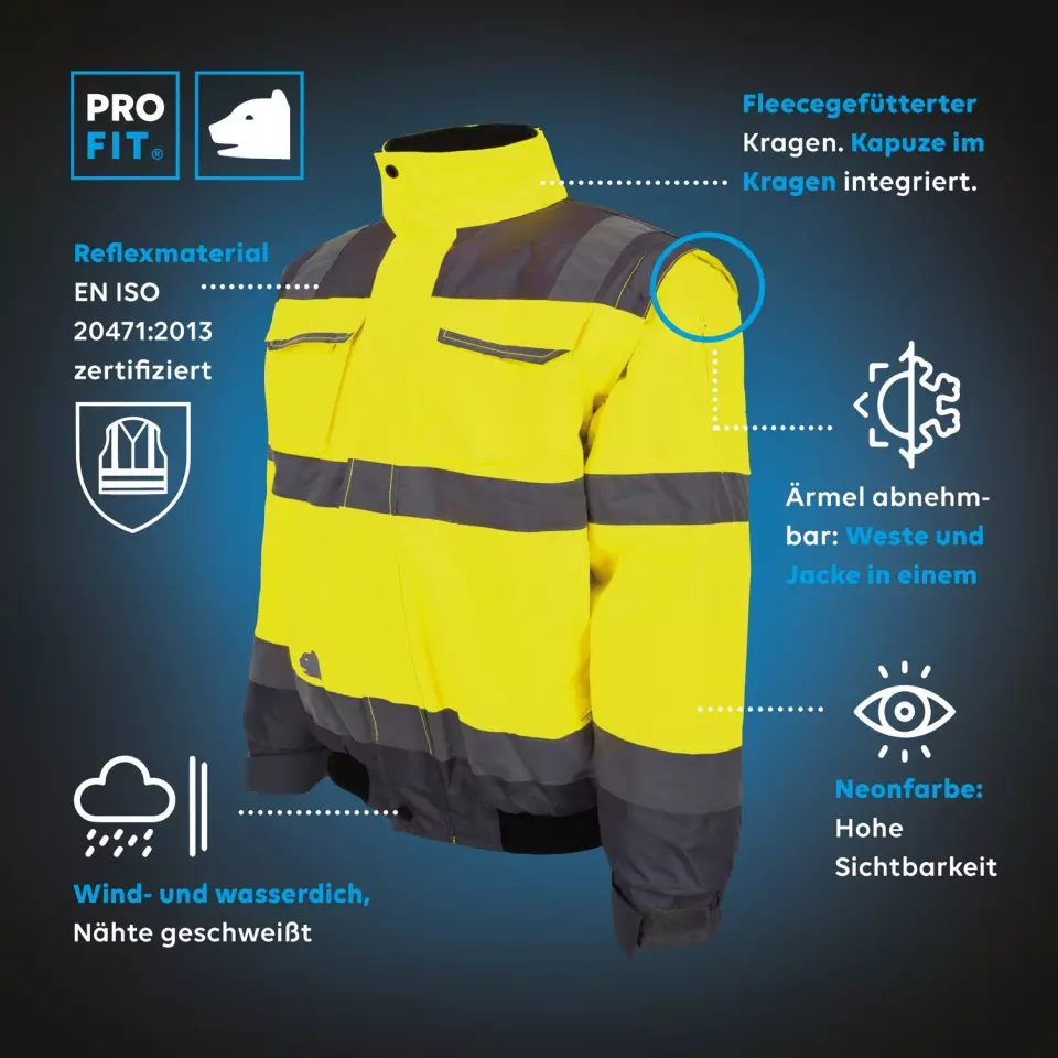 PRO FIT 9701, Hi-Vis Pilot Jacket, image 4, gallery thumbnail