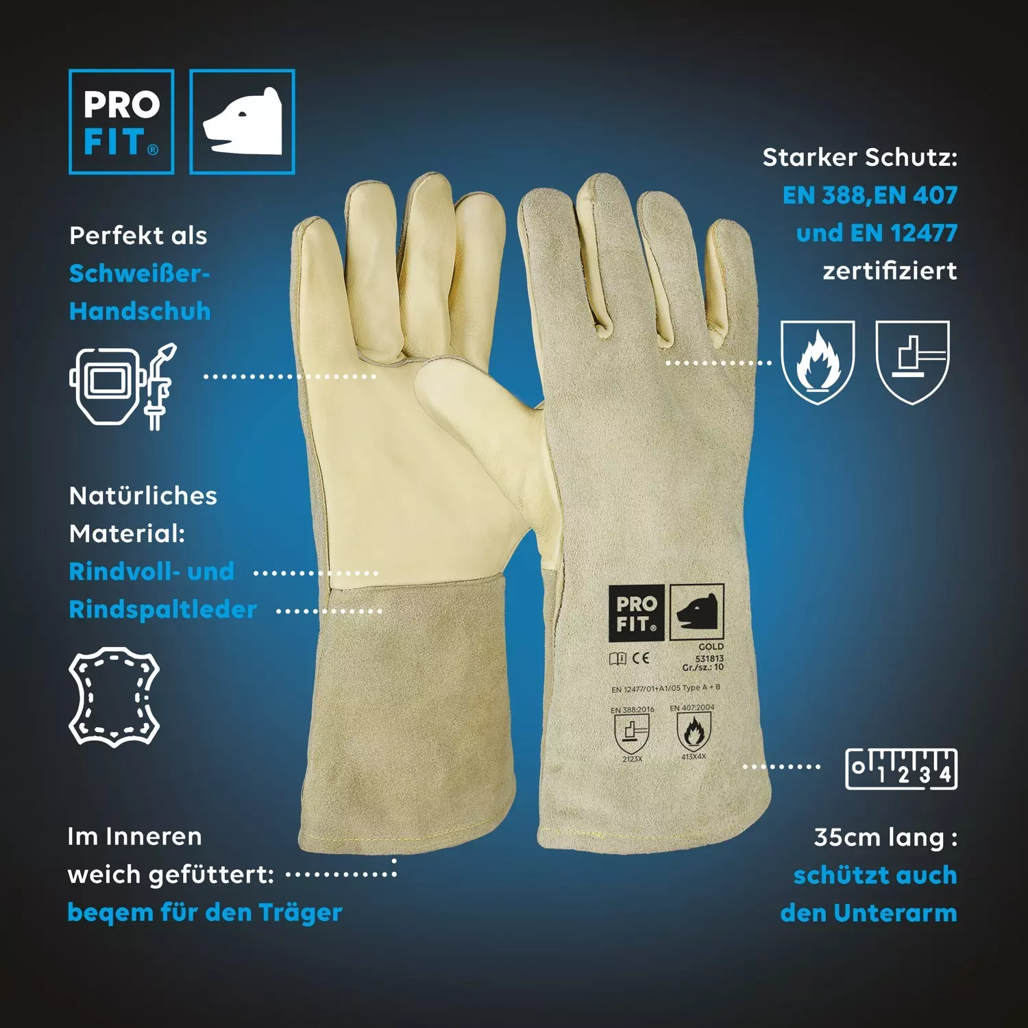 PRO FIT 531813, Combined Cowhide Welding Glove, image 2