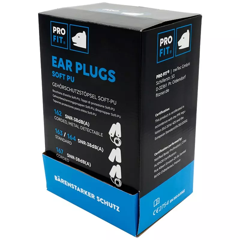PRO FIT 162, Prosoft 38 Ear Plugs, Blue, Corded, image 2