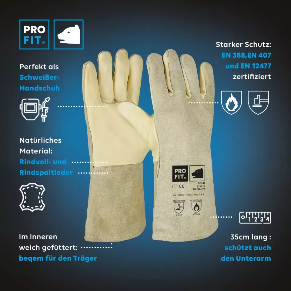 PRO FIT 531813, Combined Cowhide Welding Glove, image 2, gallery thumbnail