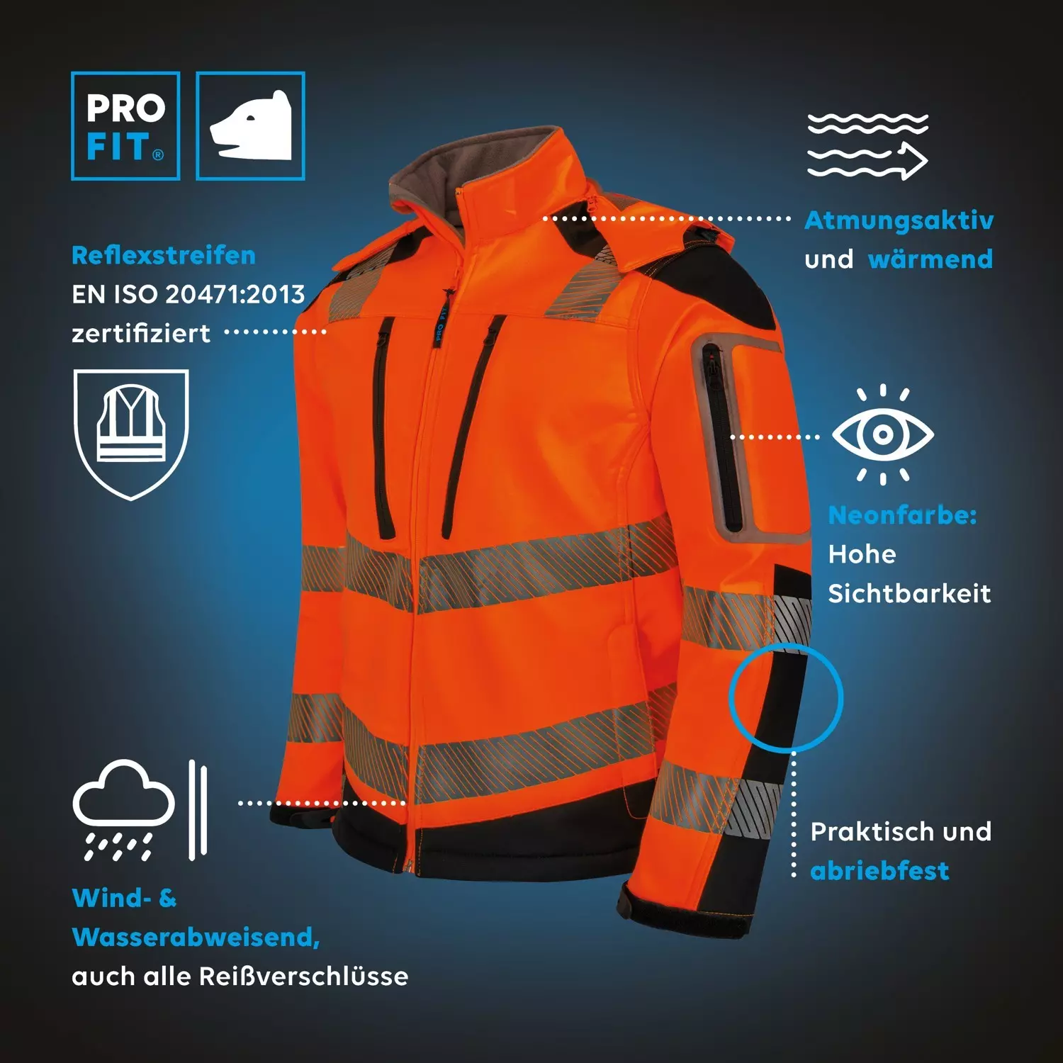 PRO FIT 981, Warnschutz Softshelljacke, image 2