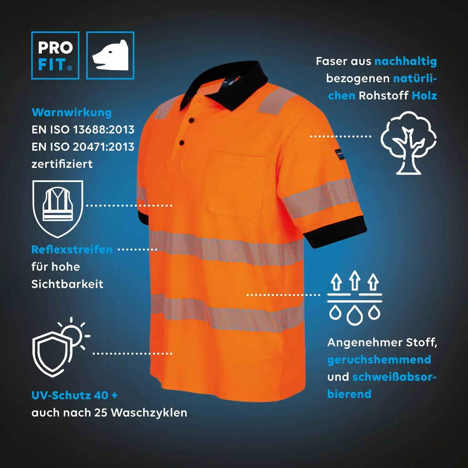 PRO FIT 221, High visibility polo shirt, image 4