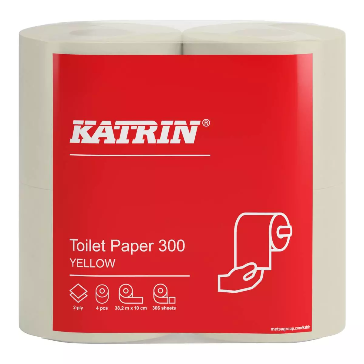 Katrin 104753, Toilet Paper Roll 300, Yellow 4 Rolls