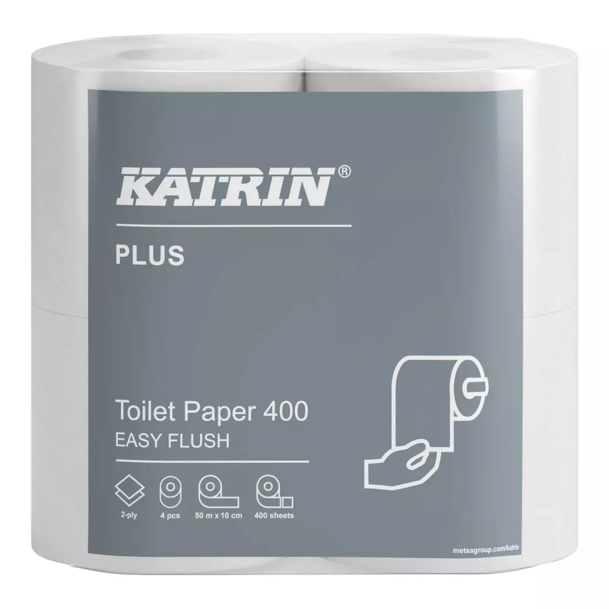 Katrin 82506, Plus Toilet Paper 400 EasyFlush, White 4 Rolls