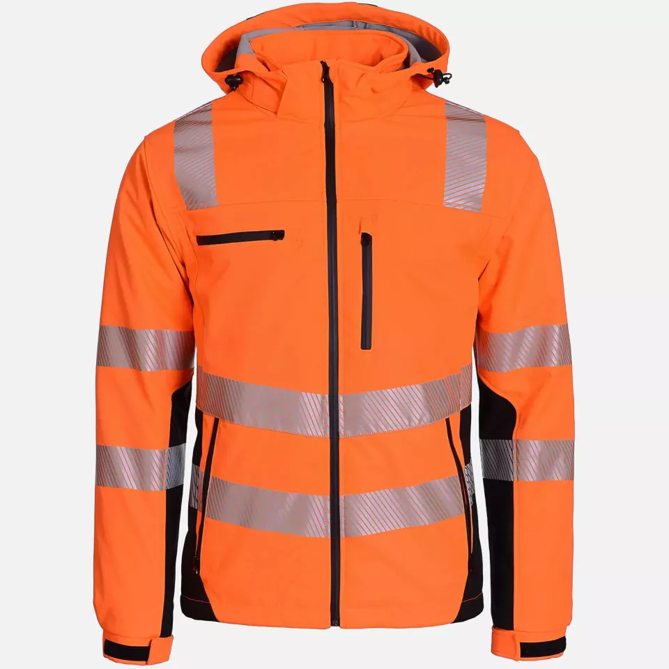 Asatex PTW-SP-ORANGE-SCHWARZ, PREVENT® Trendline Hi-Vis Softshell Jacket, image 1, gallery thumbnail