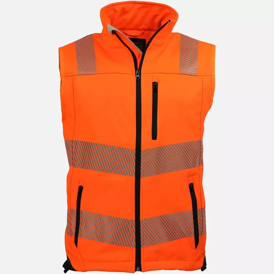 Asatex PTW-SW-ORANGE-SCHWARZ, PREVENT® Trendline High-Visibility Vest, image 1, gallery thumbnail