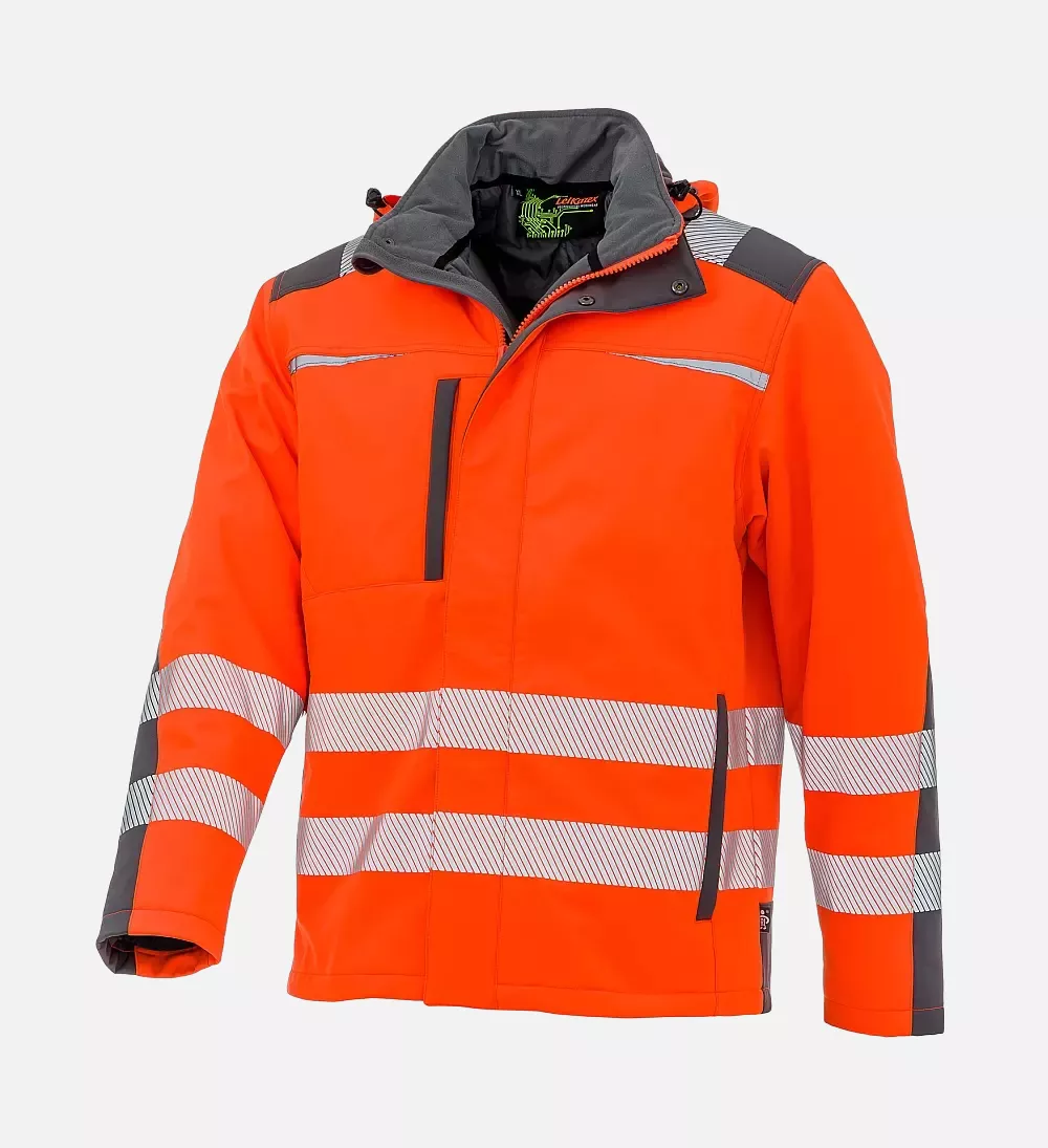 Richard Leipold 490820, LeiKaTex BRIGHT LINE Winter Hi-Vis Softshell Jacket EN ISO 20471 Hi-Vis Orange/Grey, image 1