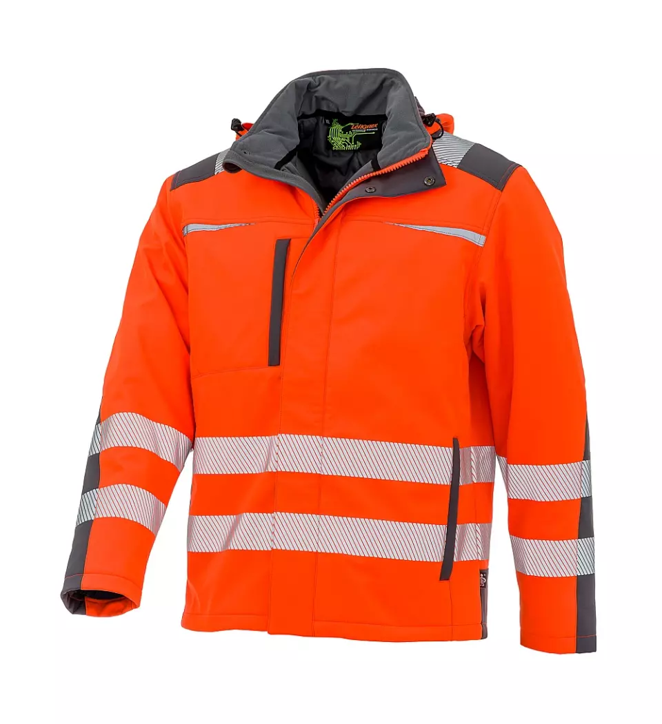 Richard Leipold 490820, LeiKaTex BRIGHT LINE High-Visibility Winter Softshell Jacket EN ISO 20471 Orange-Grey, image 1, gallery thumbnail
