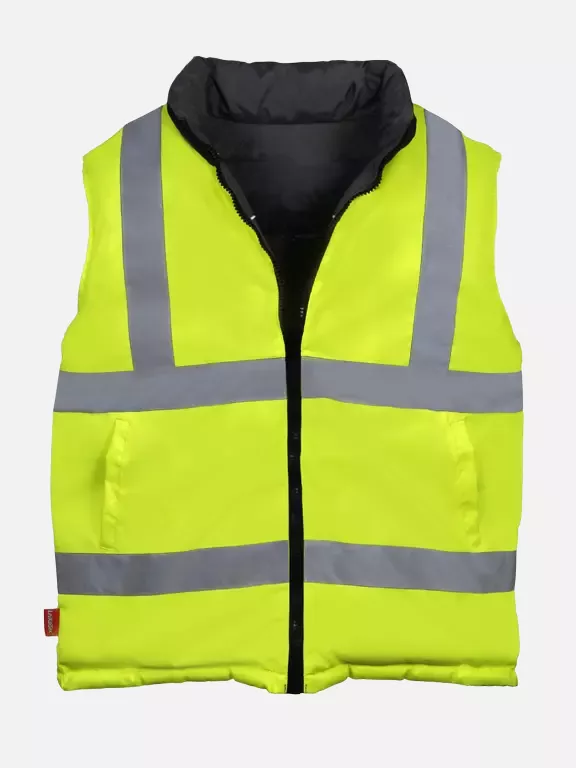 Richard Leipold 4620, LeiKaTex Nylon Reversible Vest Quilted Lined PU Coated Black/Neon Yellow, image 1