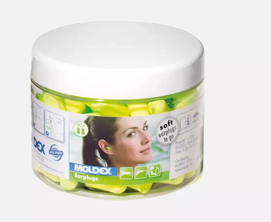 Moldex 827705, Disposable Earplugs Pura-Fit, 50 Pairs in Plastic Tub SNR 36 dB, image 1