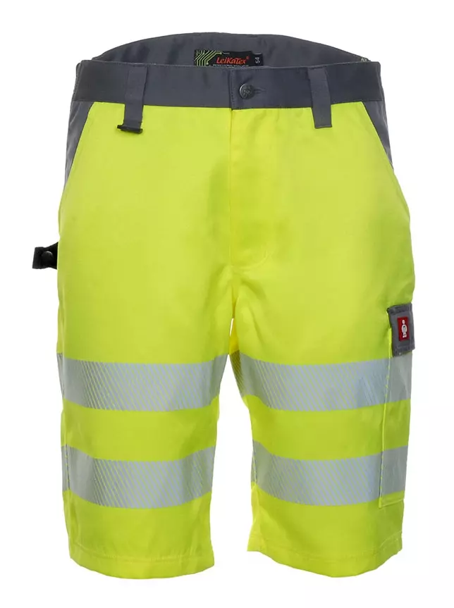 Richard Leipold 107146, LeiKaTex BRIGHT LINE Shorts EN ISO 20471 Class 1 Neon Yellow/Grey, image 1