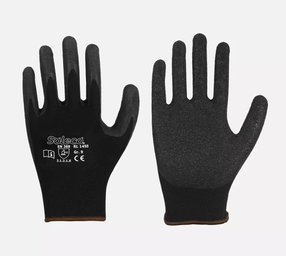 Richard Leipold 1455, Soleco Polyester Fine Knit Glove with Black Latex Coating, image 1, gallery thumbnail