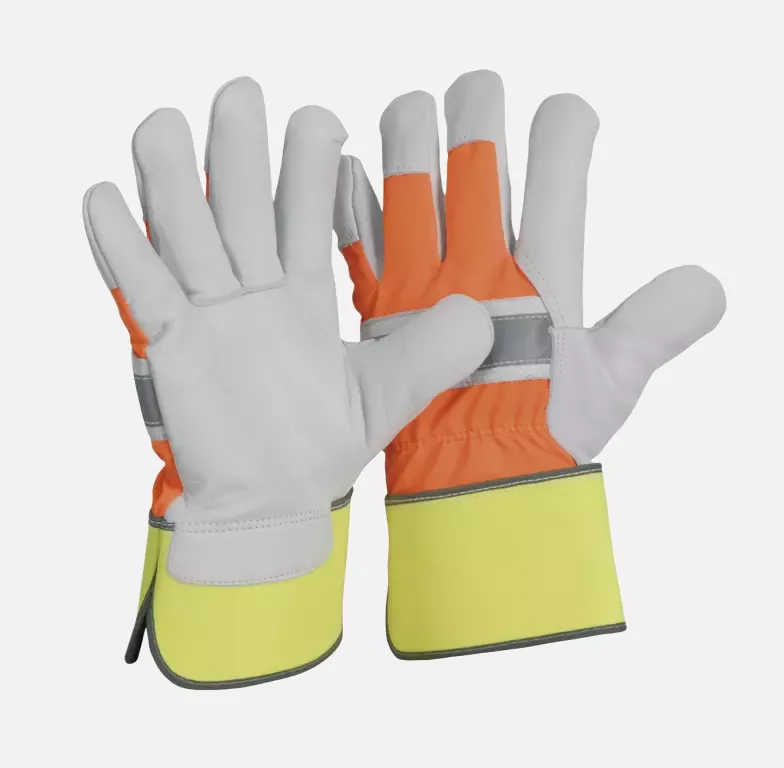 Richard Leipold 1337, TOP Cow Grain Leather Glove Hi-Vis Natural with Neon Back and Cuff Size 10, image 1