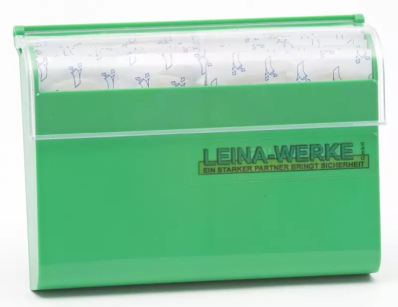 Leina-Werke 6632, Plaster dispenser 50 x waterproof 50 x elastic green Dimensions 16 x 12 x 2.5 cm