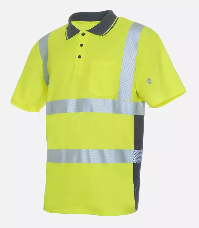 Richard Leipold 490360, LeiKaTex BRIGHT LINE Polo Shirt EN ISO 20471 Class 2 Neon Yellow/Grey, image 1