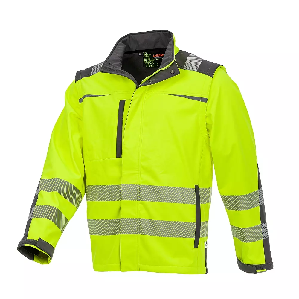 Richard Leipold 490810, LeiKaTex BRIGHT LINE Hi-Vis Softshell Jacket EN ISO 20471 Neon Yellow-Grey