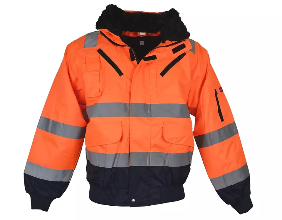 Richard Leipold 480760, LeiKaTex Multifunctional Hi-Vis Pilot Jacket Warning Orange Navy Blue, image 1, gallery thumbnail