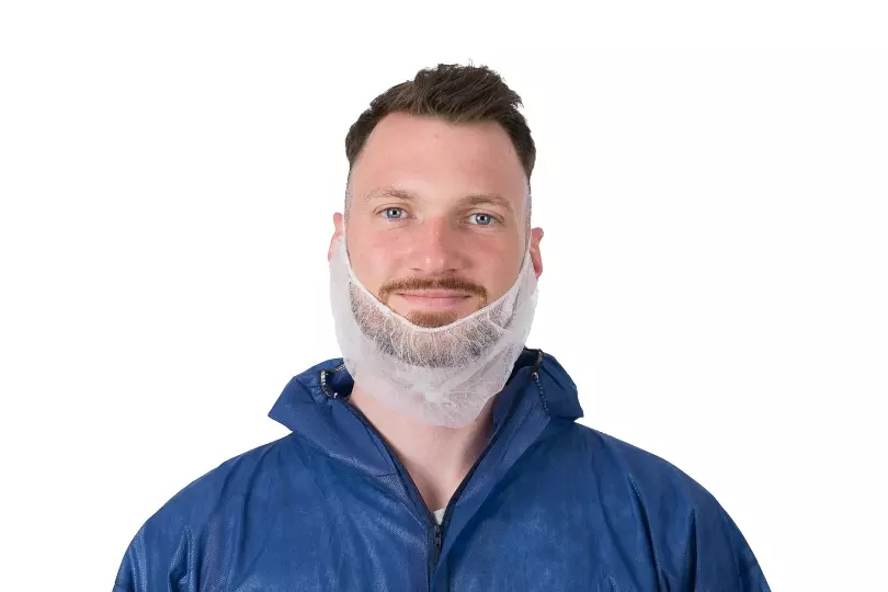Richard Leipold 5750, Disposable Beard Cover White Elastic PP Spunbond Nonwoven One Size PPE Category I, image 1