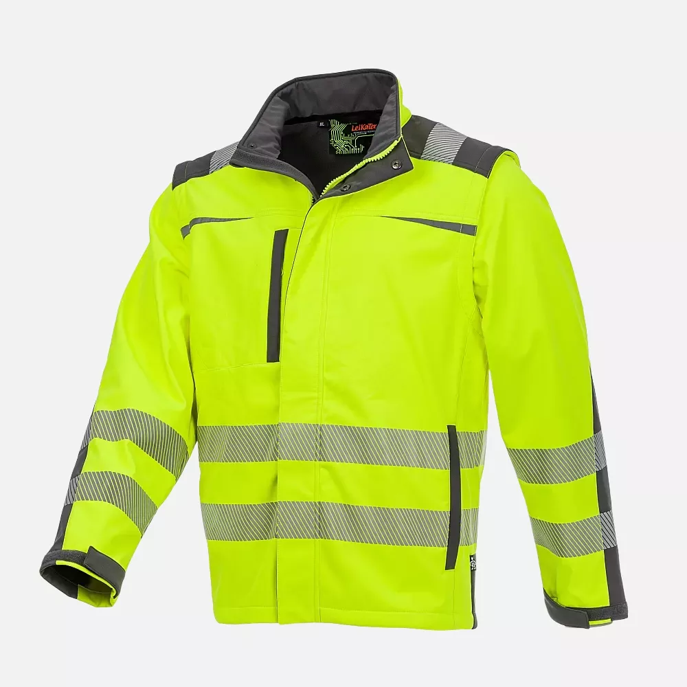 Richard Leipold 490810, LeiKaTex BRIGHT LINE Warnschutz-Softshelljacke EN ISO 20471 neongelbgrau, image 1