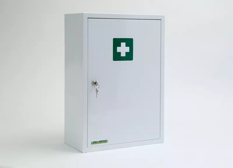 Leina-Werke 6649, First Aid Cabinet EMPTY Pearl White Dimensions 46 x 30 x 14cm, image 1