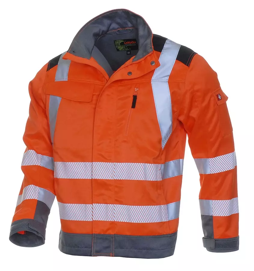 Richard Leipold 106346, LeiKaTex BRIGHT LINE Jacke EN ISO 20471 Klasse 2 warnorangegrau