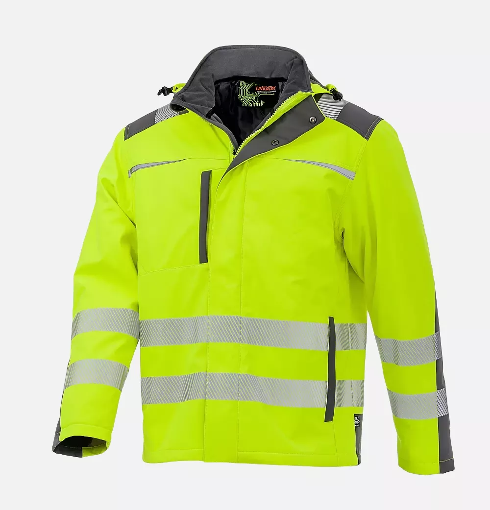 Richard Leipold 490830, LeiKaTex BRIGHT LINE Winter Hi-Vis Softshell Jacket EN ISO 20471 Neon Yellow/Grey, image 1
