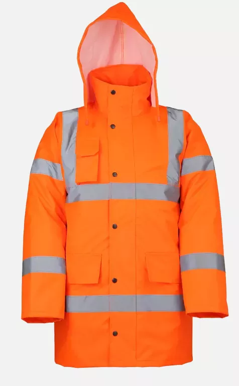 Richard Leipold 4143, Hi-Vis Rain Parka EN 343 EN ISO 20471 Lined Hi-Vis Orange, image 1