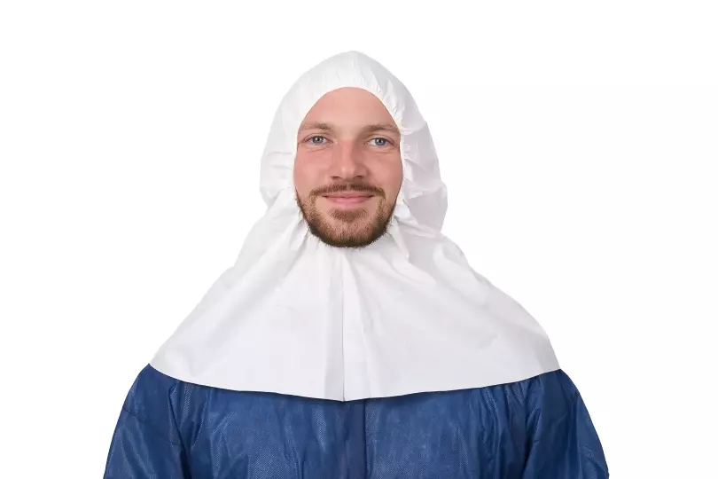 Richard Leipold 5730, LeiKaTech Disposable Head Hood White PP Spunbond Nonwoven with Microporous Film Laminate, image 1, gallery thumbnail