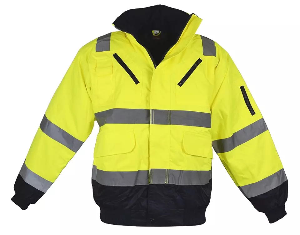 Richard Leipold 480730, LeiKaTex High-Visibility Pilot Jacket According to EN ISO 20471 EN 343 Neon Yellow Navy Blue, image 1, gallery thumbnail