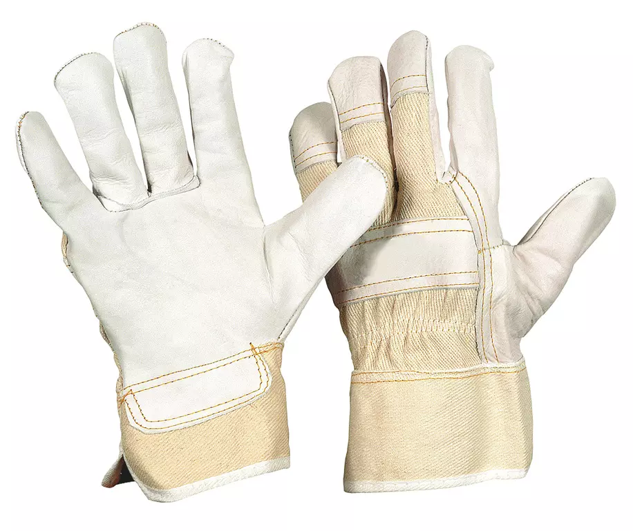 Richard Leipold 1336-11, Tiger Cow Grain Leather Glove Double Stitch Lined Natural, Size 11