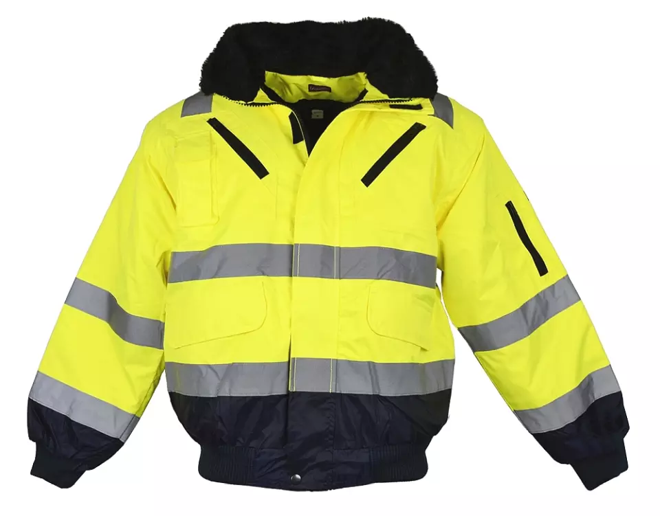 Richard Leipold 480770, LeiKaTex Multifunctional High-Visibility Pilot Jacket Neon Yellow Navy Blue, image 1, gallery thumbnail