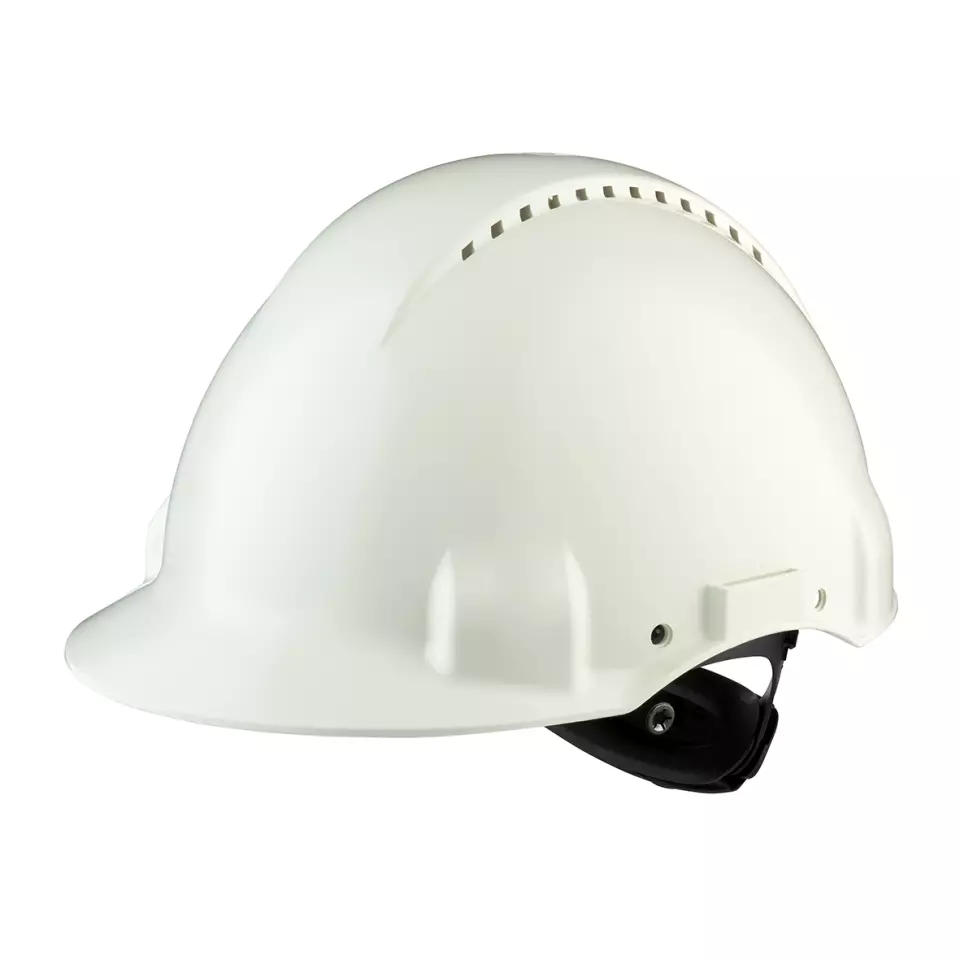3M 780075, White safety helmet G30NUW Uvicator ventilated ratchet closure plastic sweatband, image 1, gallery thumbnail