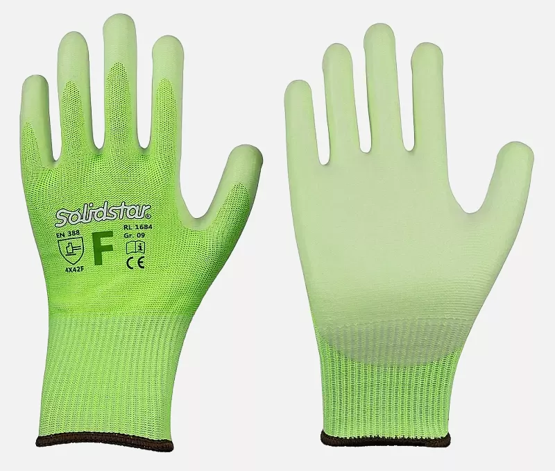 Richard Leipold 1684, Solidstar Cut Protection Glove Neon Transparent Nitrile Foam Coating Level F, image 1