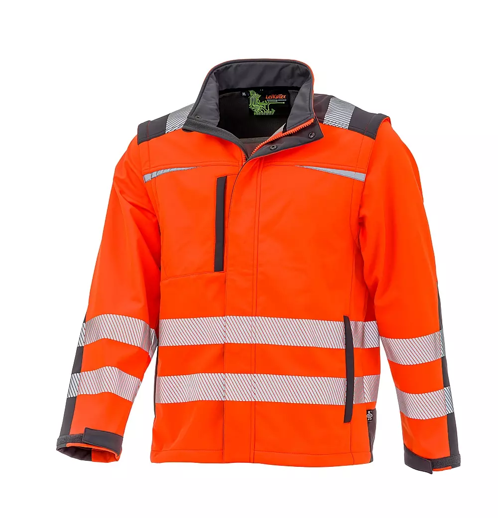 Richard Leipold 490800, LeiKaTex BRIGHT LINE Hi-Vis Softshell Jacket EN ISO 20471 Hi-Vis Orange/Grey, image 1