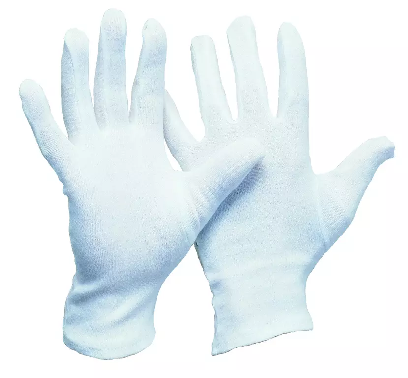 Richard Leipold 1190, Baumwoll-Trikot-Handschuh weiß gebleicht Herrengröße, image 1, gallery thumbnail