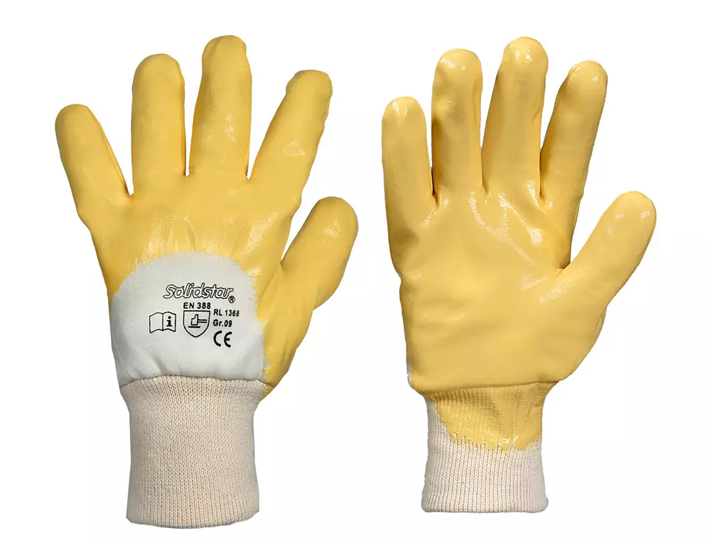 Richard Leipold 1368, Solidstar Nitrile Winter Glove Yellow Knitted Cuff Polar Fleece Lined CE CAT 2, image 1