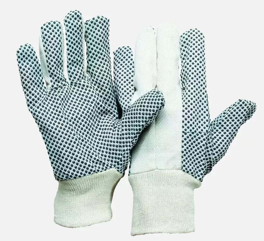 Richard Leipold 1196, Cotton Twill Glove Knit Wrist Black PVC Dots Men's Size, image 1