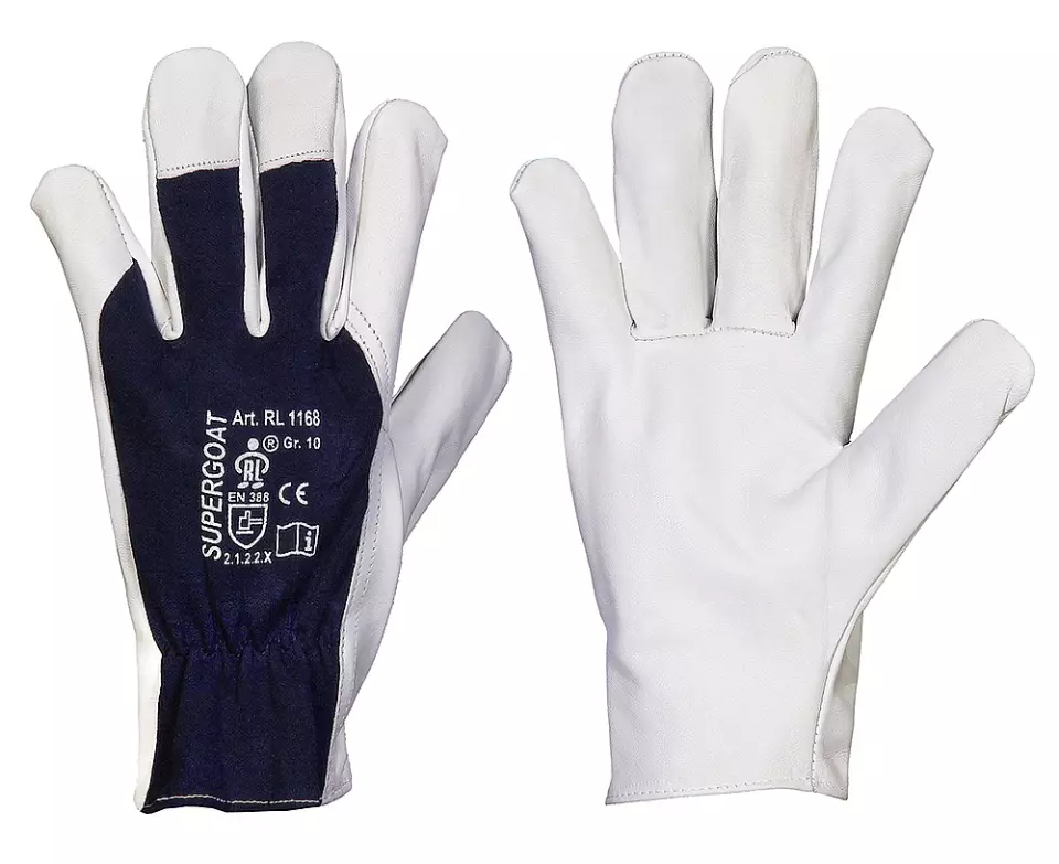 Richard Leipold 1168, SUPERGOAT Top Goat Nappa Leather Assembly Glove, Blue Cotton Twill Back, image 1, gallery thumbnail