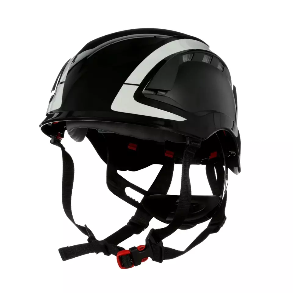 3M 780315, SecureFit Black Safety Helmet X5012V-CE Vented and Reflective 6-Point Ratchet, image 1, gallery thumbnail
