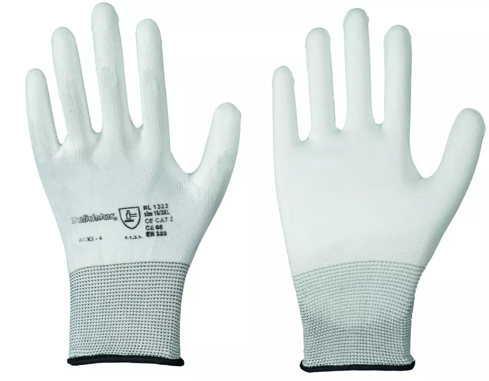 Richard Leipold 101322, Solidstar Polyester Fine Knit Glove PU Coated White, image 1