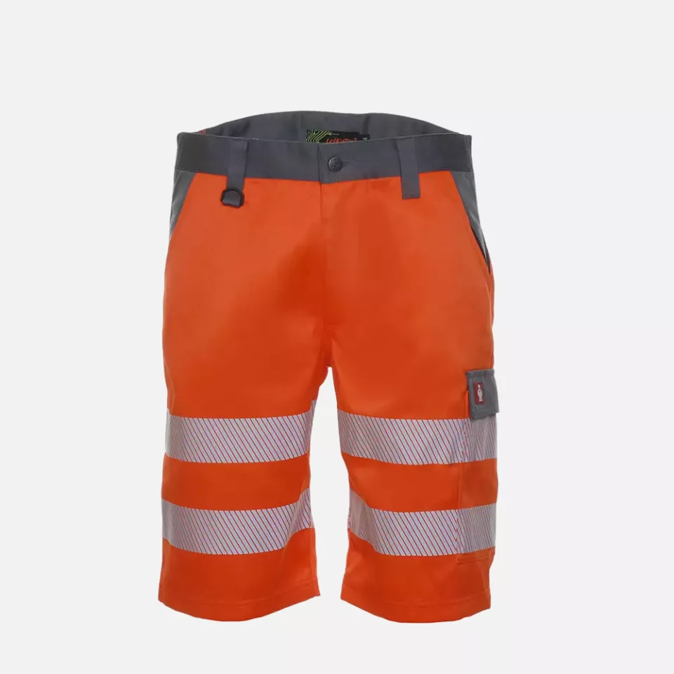 Richard Leipold 106146, LeiKaTex BRIGHT LINE Shorts EN ISO 20471 Klasse 1 warnorangegrau, image 1, gallery thumbnail