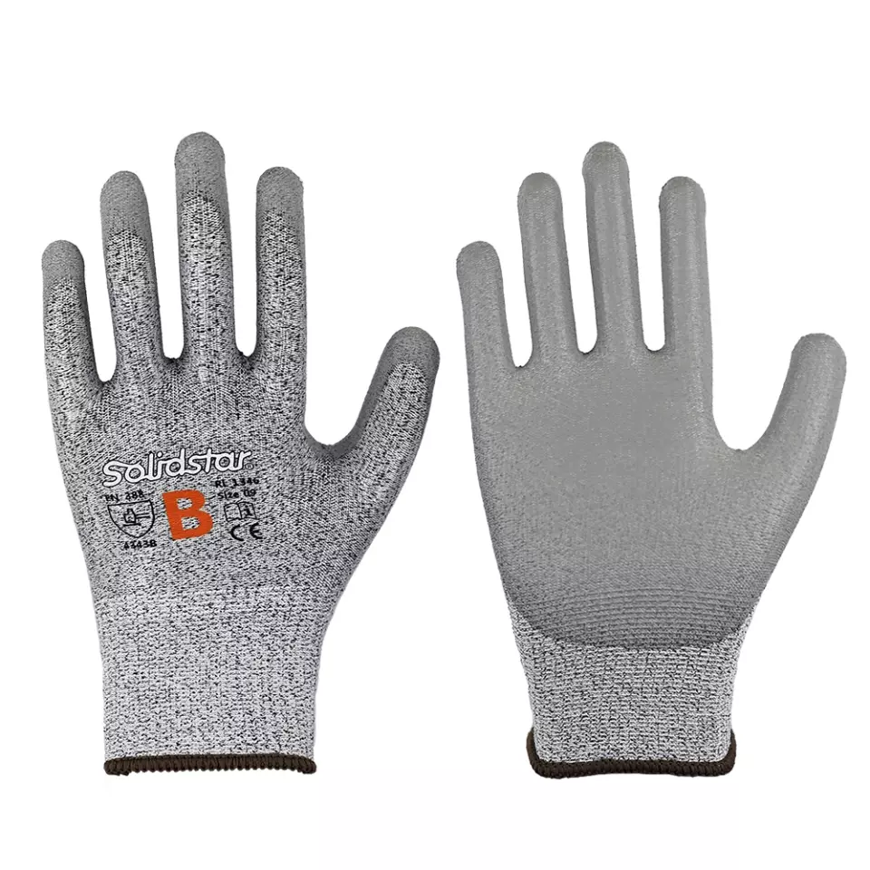Richard Leipold 1346, Solidstar Feinstrickhandschuh PU-Beschichtung grau Schnittschutz Stufe B, image 1, gallery thumbnail