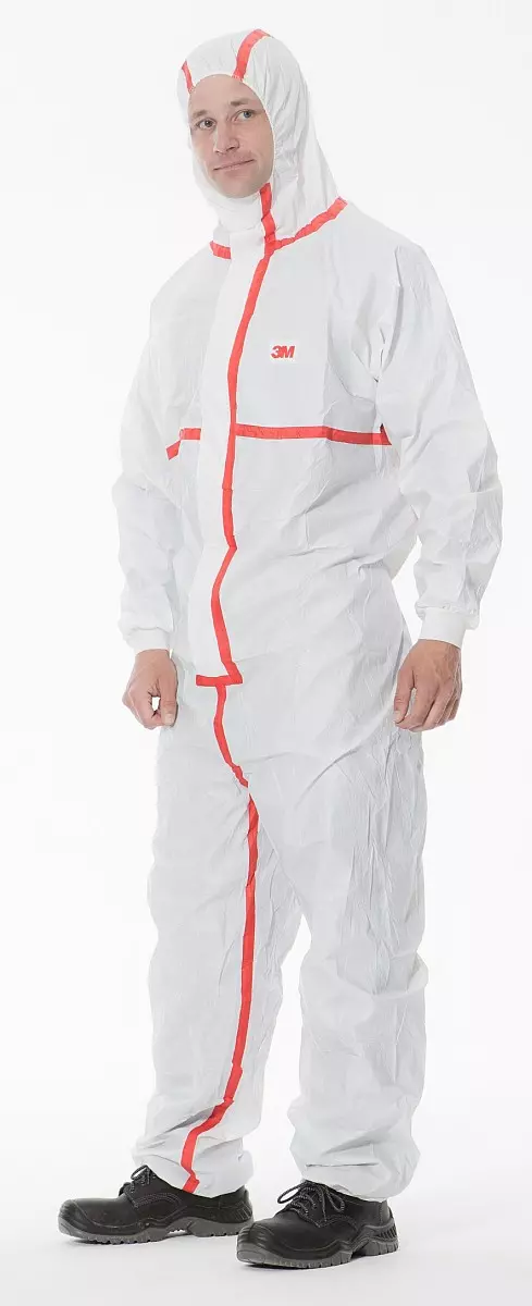 3M 900036, 4565 Protective Coverall Size 2XL White + Red Type 4/5/6, image 1