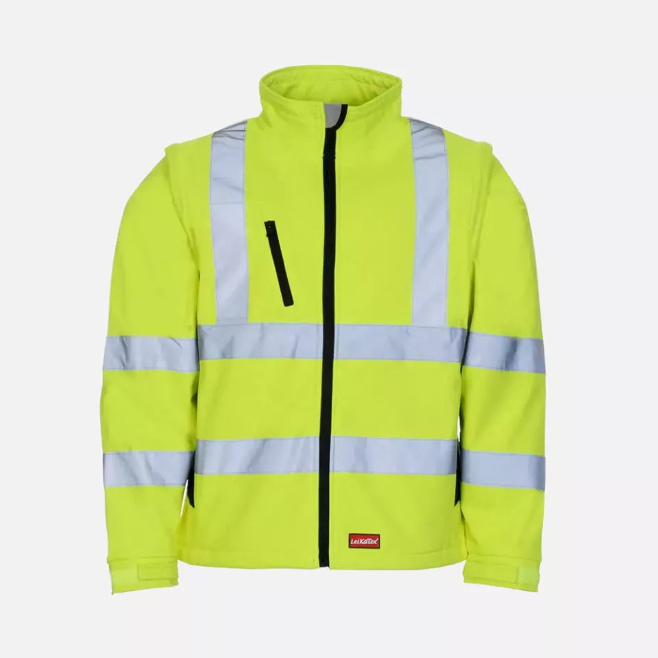 Richard Leipold 490770, LeiKaTex Softshell Hi-Vis Jacket Acc. to EN ISO 20471 Neon Yellow / Navy Blue, image 1, gallery thumbnail