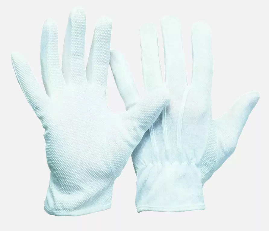 Richard Leipold 1295, Baumwoll-Trikot-Handschuh mit Micro-Bepunktung weiß gebleicht, image 1