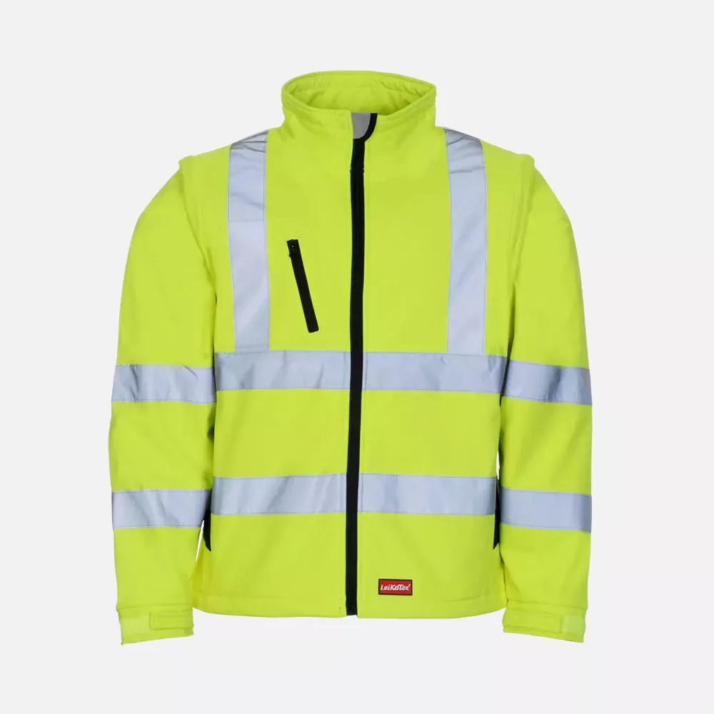 Richard Leipold 490770, LeiKaTex Softshell Hi-Vis Jacket Acc. to EN ISO 20471 Neon Yellow / Navy Blue, image 1