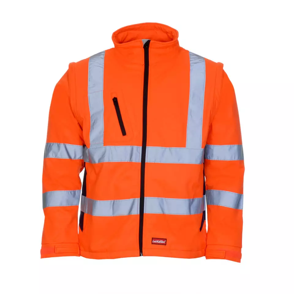 Richard Leipold 490760, LeiKaTex Hi-Vis Softshell Jacket EN ISO 20471 Warning Orange / Navy Blue, image 1, gallery thumbnail