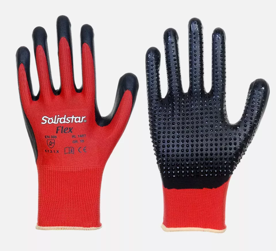 Richard Leipold 1491, Solidstar FLEX Feinstrickhandschuh mit Nitril-Mikroschaum-Beschichtung Nitril-Noppen, image 1, gallery thumbnail