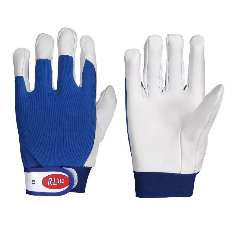 Richard Leipold 1152, RLine Schaf-Nappaleder-Handschuh Klettverschluss blauer Baumwollrücken, image 1, gallery thumbnail